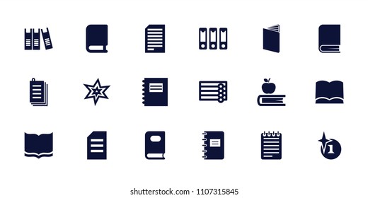 Book icon. collection of 18 book filled icons such as wooden wall, explosion, paper, notepad. editable book icons for web and mobile.