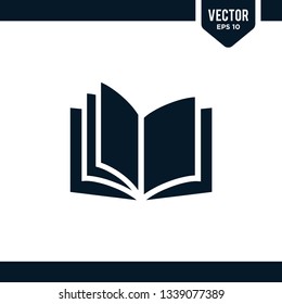 Book icon collection in solid color or glyph style