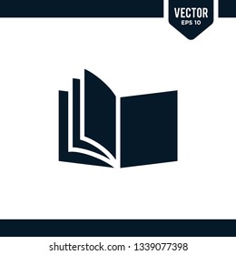 Book icon collection in solid color or glyph style