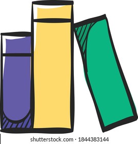 Book icon in color drawing. Education school dictionary encyclopedia text