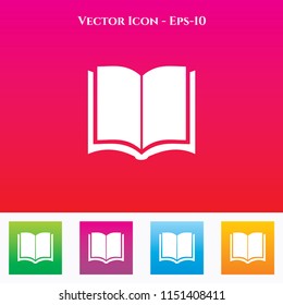 Book Icon in Colored Square box. eps-10