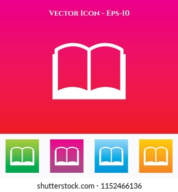 Book Icon in Colored Square box. eps-10
