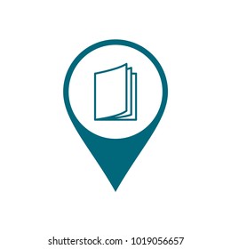 book icon conception with pin locator symbol 