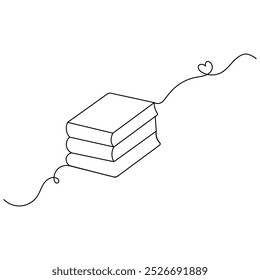 Icono de libro Ilustración vectorial de contorno de dibujo de una línea continua