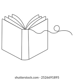 Book  icon  continuous one line drawing outline vector illustration