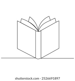Book  icon  continuous one line drawing outline vector illustration
