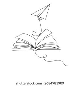 Book icon continuous one line drawing outline vector illustration	