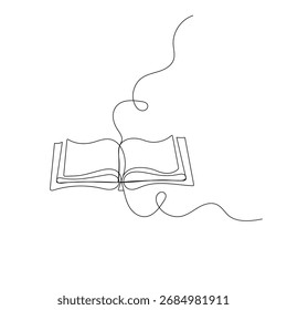Buchsymbol durchgehende einzeilige Zeichnung Umriss Vektorgrafik	