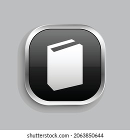 book icon design. Glossy Button style rounded rectangle isolated on gray background.. Vector illustration