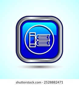 Ilustración del diseño del icono del libro, icono del libro para los App y los Sitios web, diseño cuadrado del Botón del color azul