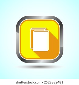 Book Icon Design Illustration, Book Icon For Apps and Websites, Yellow Shadow Button Design