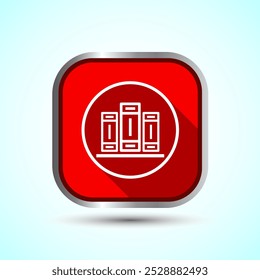 Book Icon Design Illustration, Book Icon For Apps and Websites, Red Shadow Button Design