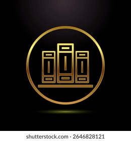 Book icon design illustration, Book sign symbol for apps and websites in gold color style