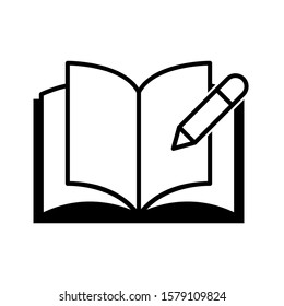 Book icon design. Book with pencil icon in trendy outline style design. Vector illustration.