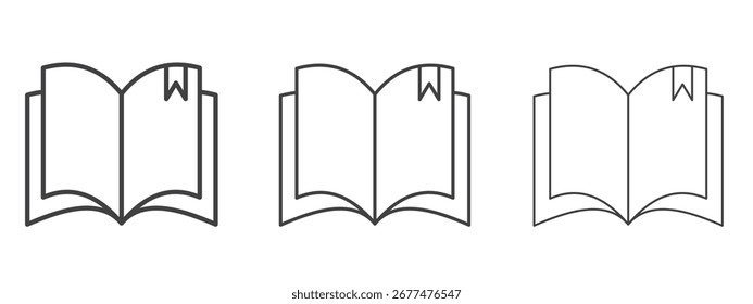 Diseño del icono del libro, conveniente para el Web, las infografías, la interfaz y los App.