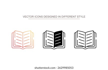 Diseño de icono de libro con fondo blanco Ilustración de stock