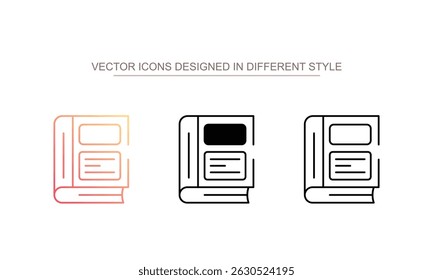 Diseño de icono de libro con fondo blanco Ilustración de stock