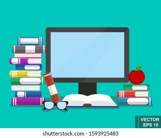 Book. The icon. Desktop. Flat style. For your design.