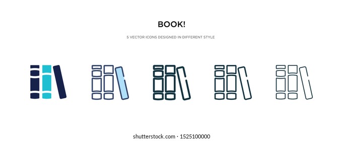 book! icon in different style vector illustration. two colored and black book! vector icons designed in filled, outline, line and stroke style can be used for web, mobile, ui