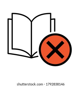 Book icon, donts open education textbook, library vector illustration symbol. learning design isolated white background