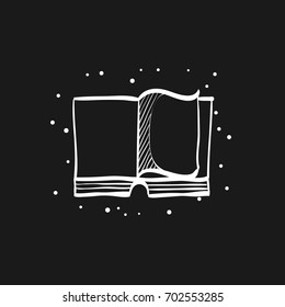 Book icon in doodle sketch lines. Education school dictionary encyclopedia text 