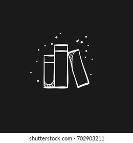 Book icon in doodle sketch lines. Education school dictionary encyclopedia text