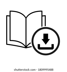 Book icon, download open education textbook, library vector illustration symbol. learning design isolated white background