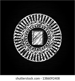 book icon drawn chalk emblem, retro style, chalk or chalkboard texture