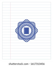 book icon drawn with pen. Blue ink. Vector Illustration. Detailed.
