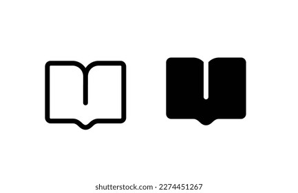 Icono del libro Icono de la educación botón, vector, signo, símbolo, logotipo, ilustración, trazo editable y estilo de diseño plano aislado en pictograma lineal blanco