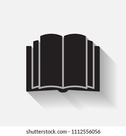 Book icon, education icon. Long shadow style. Vector icon
