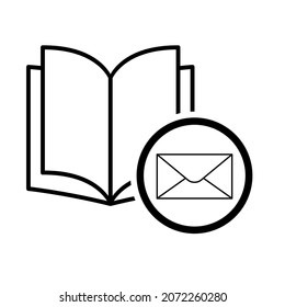 Book icon, email open education textbook, library vector illustration  symbol. learning design isolated white background  .