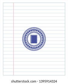 book icon emblem draw with pen effect. Blue ink. Vector Illustration. Detailed.