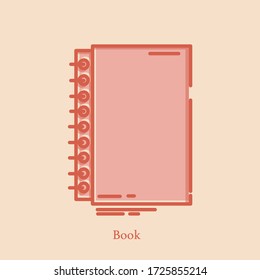 Buchsymbol Flachdesign in rosa Farbe