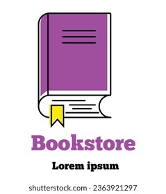 Book Icon Flat Line Art. A book with a bookmark vector icon