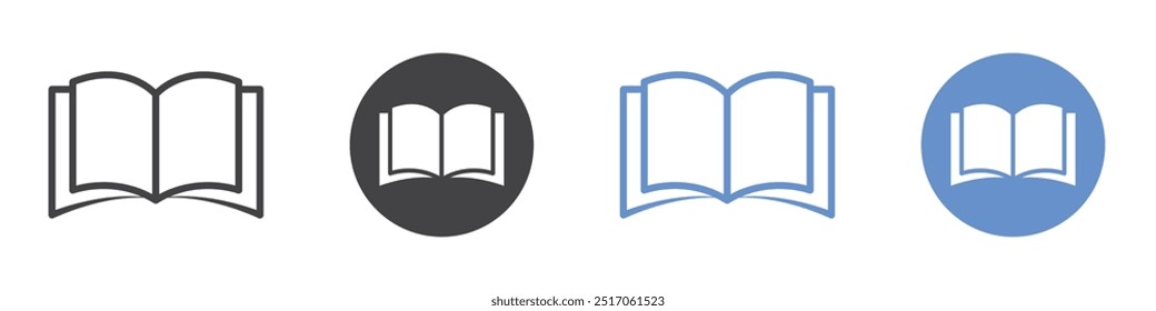 Book icon flat line symbol set.