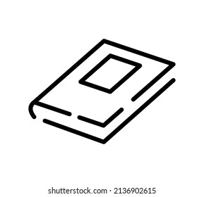 Book icon. Flat pictogram for web. Line stroke. Simple symbol isolated on white background. Outline icon vector eps10