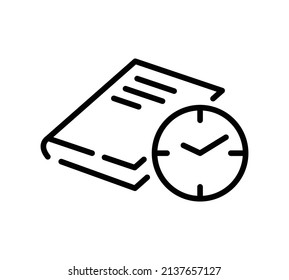 Book icon. Flat pictogram for web. Line stroke. Simple symbol isolated on white background. Outline icon vector eps10