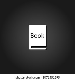 Book icon flat. Simple White pictogram on black background with shadow. Vector illustration symbol