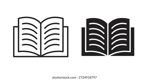 Icono de libro plano y colección de trazo para ui ux trabajo.