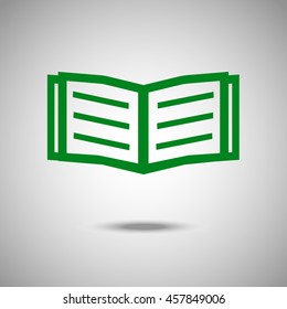 Book icon. Flat style. Grey background. Vector illustration.