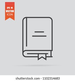 Book icon in flat style isolated on grey background. For your design, logo. Vector illustration.