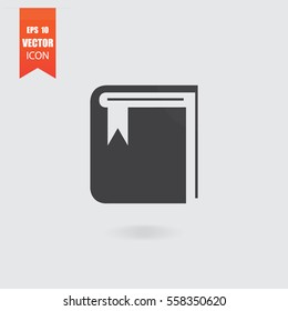 Book icon in flat style isolated on grey background. For your design, logo. Vector illustration.