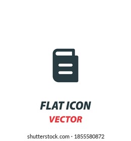 Book icon in a flat style. Vector illustration pictogram on white background. Isolated symbol suitable for mobile concept, web apps, infographics, interface and apps design.