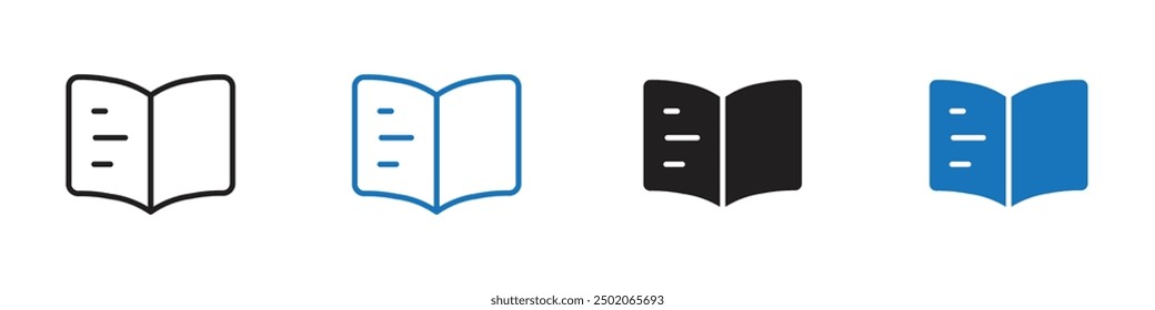 Book icon Flat symbol set outline