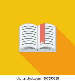 Book icon. Flat vector related icon with long shadow for web and mobile applications. It can be used as - logo, pictogram, icon, infographic element. Vector Illustration.