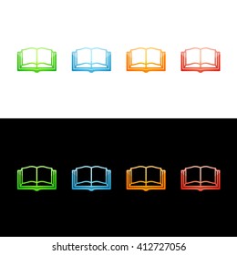 Book Icon in Four Glass Icon Colors