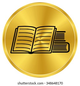 Book icon - gold vector icon