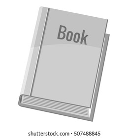 Book icon. Gray monochrome illustration of book vector icon for web