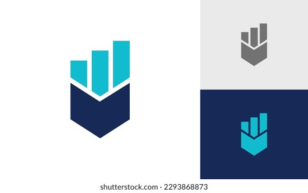 Book icon with growht chart logo design